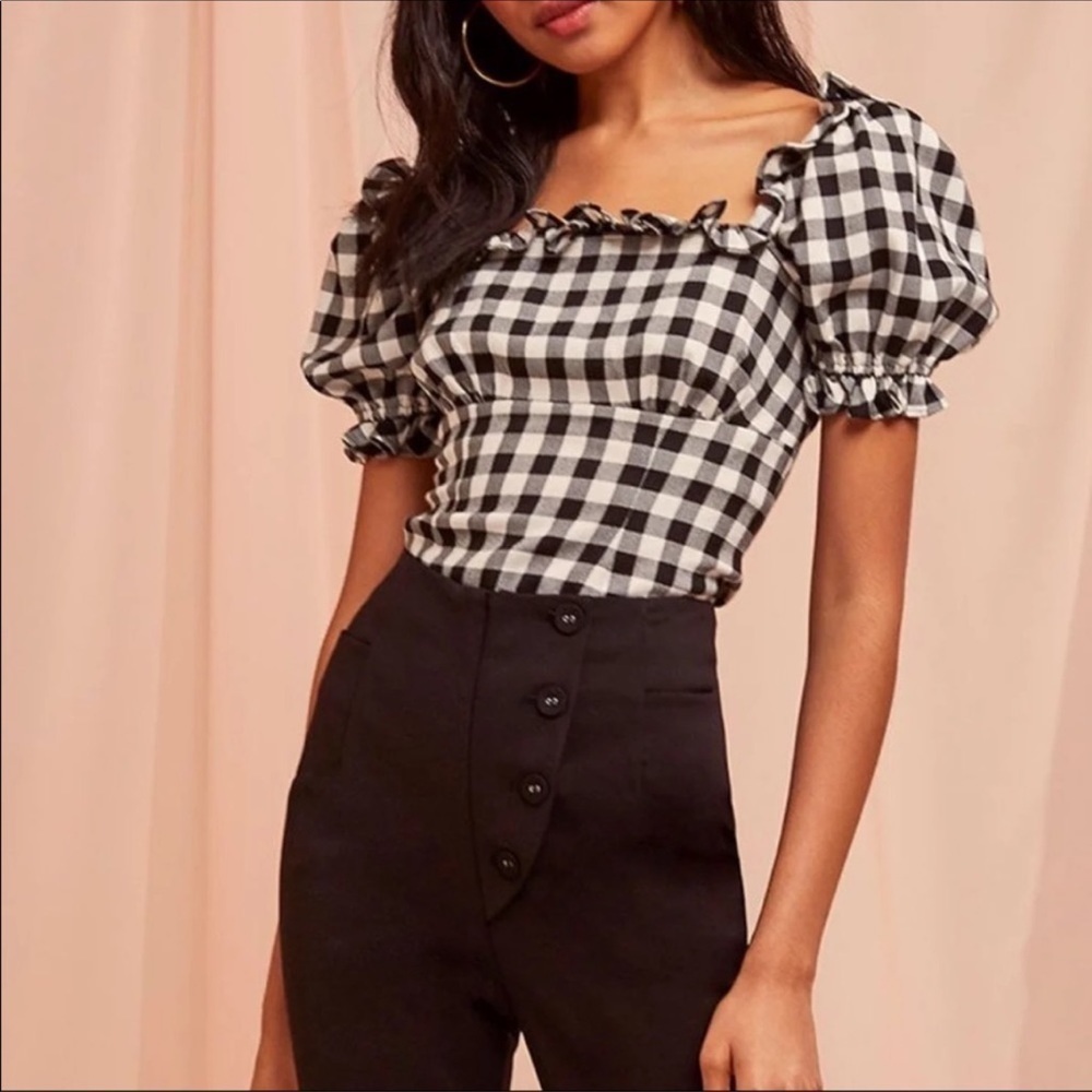 Finders Keepers Gigi Bodice Top in Black Check Size 10 New